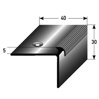 Treppenkante 40 x 30 x 5 mm alu eloxiert SB-Pack inkl. Schrauben u. Dübel