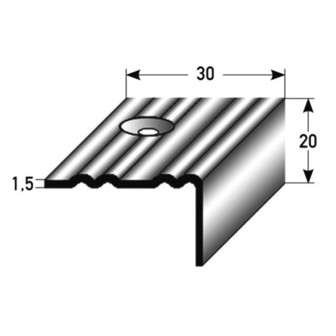 Edelstahl-Treppenkanten matt gebürstet profil. Riffelung 30x20x1,5 mm SB-Pack